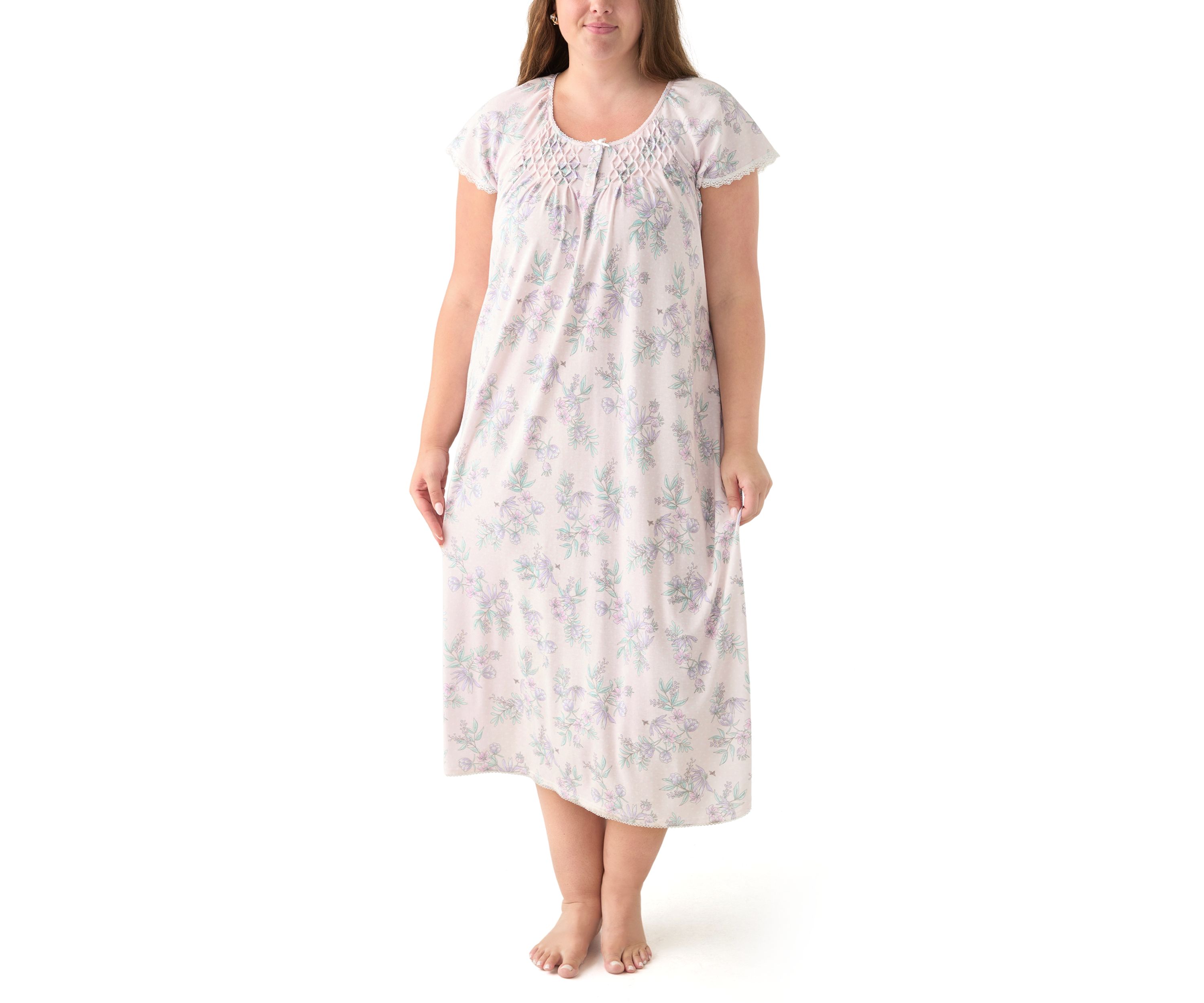 Plus Size Long Floral Printed Nightgown
