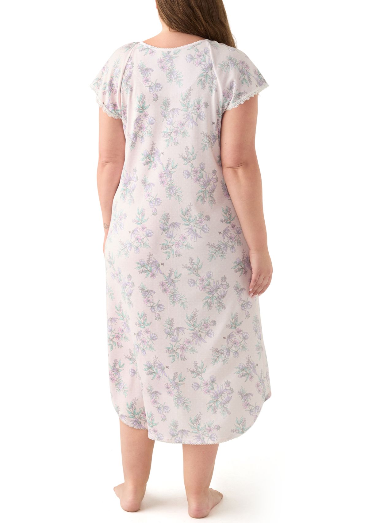 Plus Size Long Floral Printed Nightgown