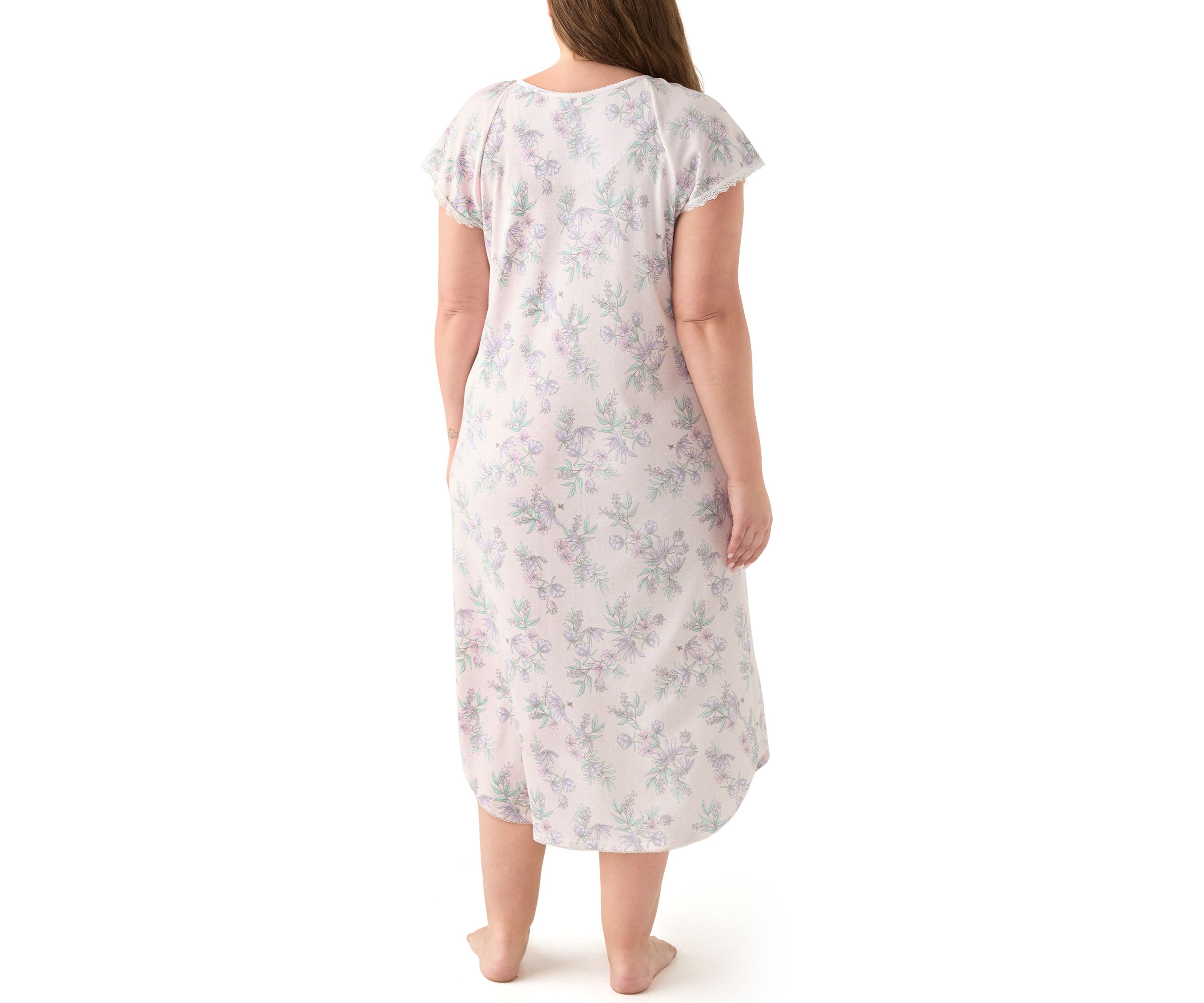 Plus Size Long Floral Printed Nightgown
