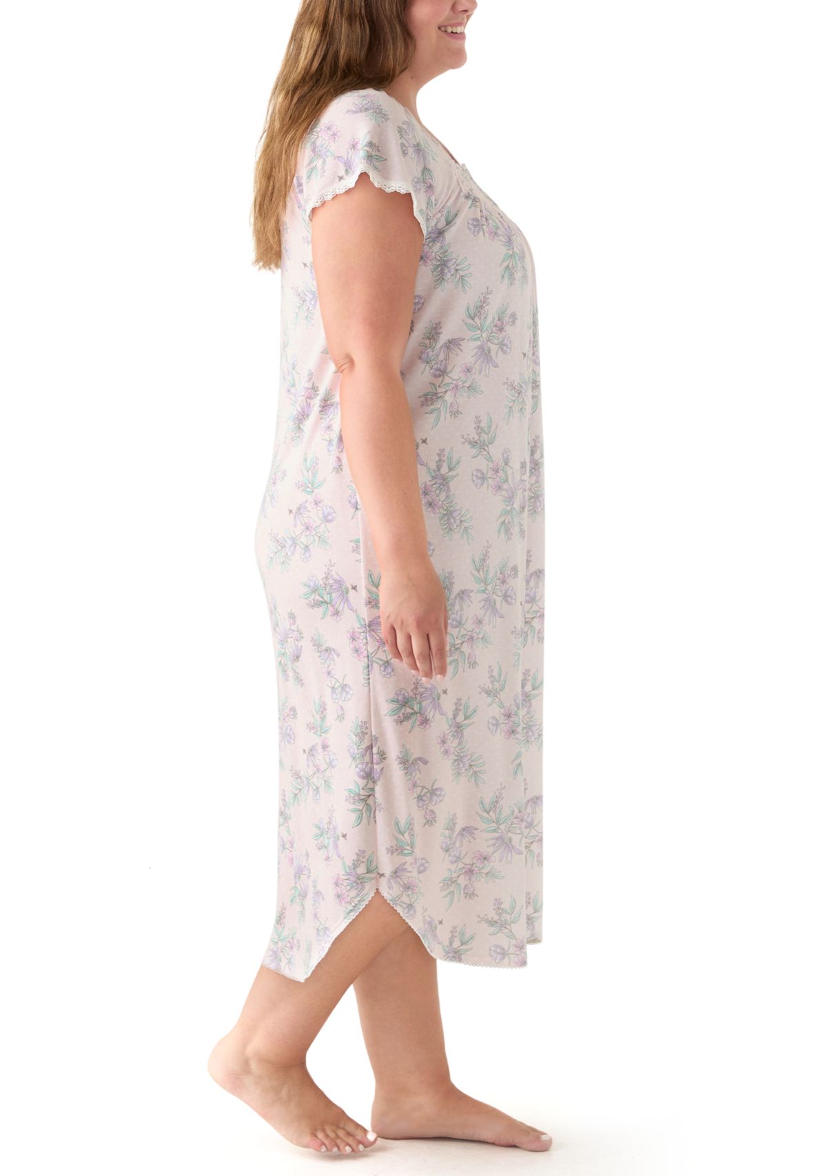 Plus Size Long Floral Printed Nightgown