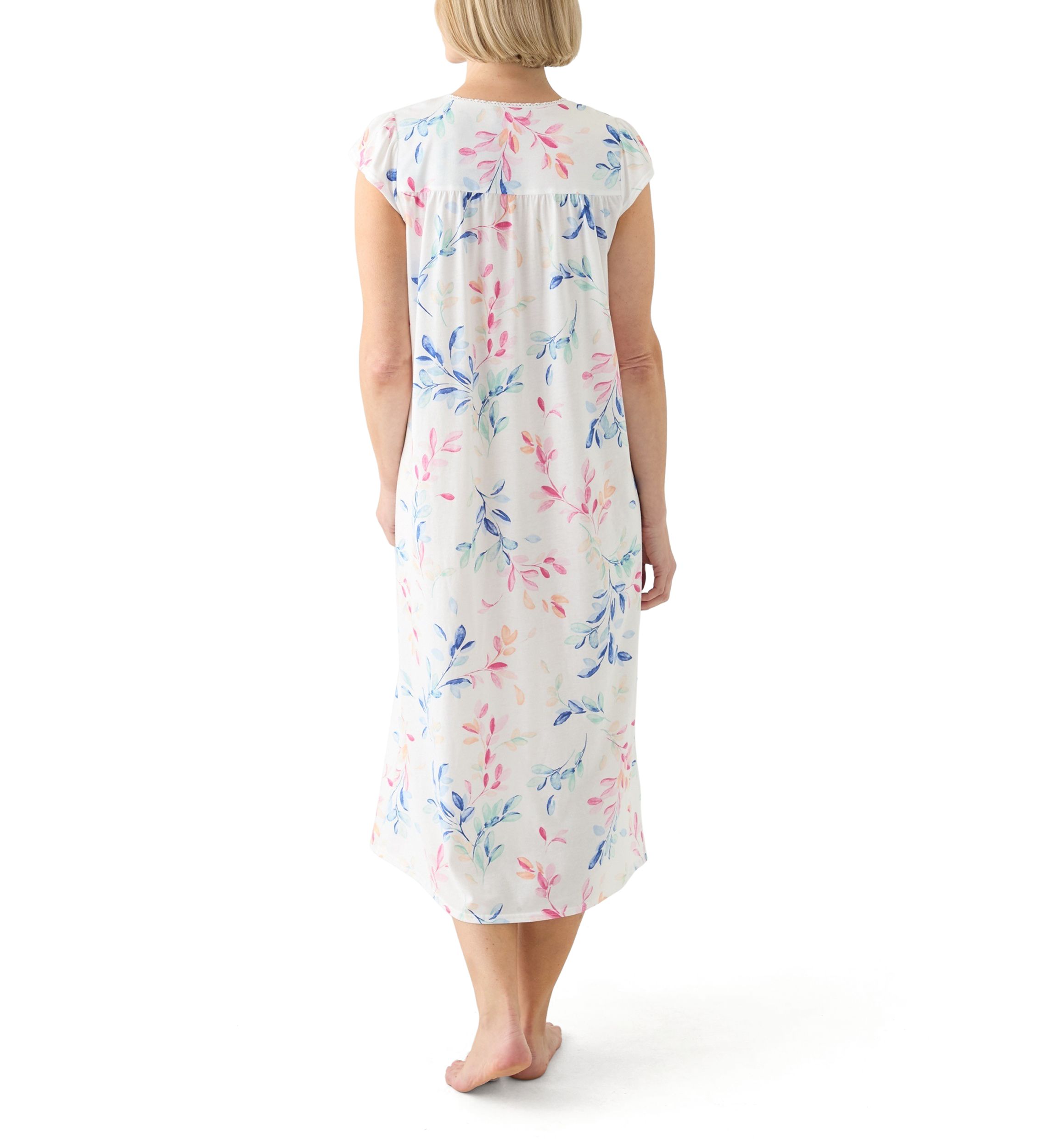 Printed Cap Sleeve Long Nightgown