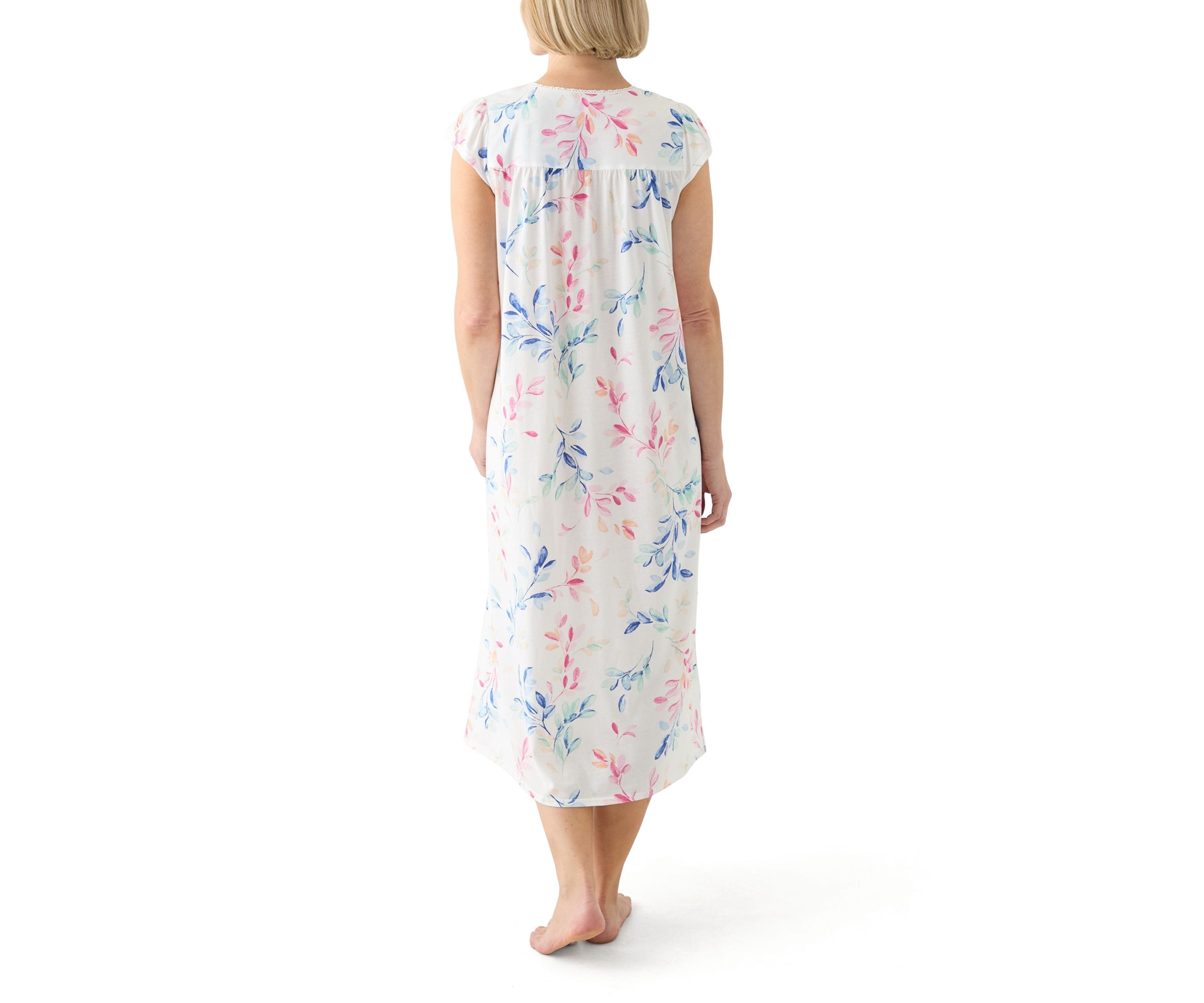 Printed Cap Sleeve Long Nightgown