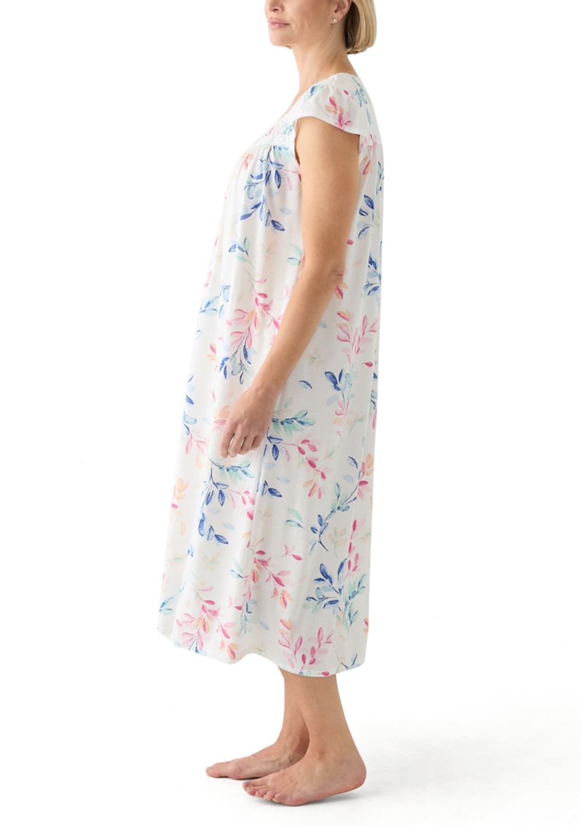 Printed Cap Sleeve Long Nightgown