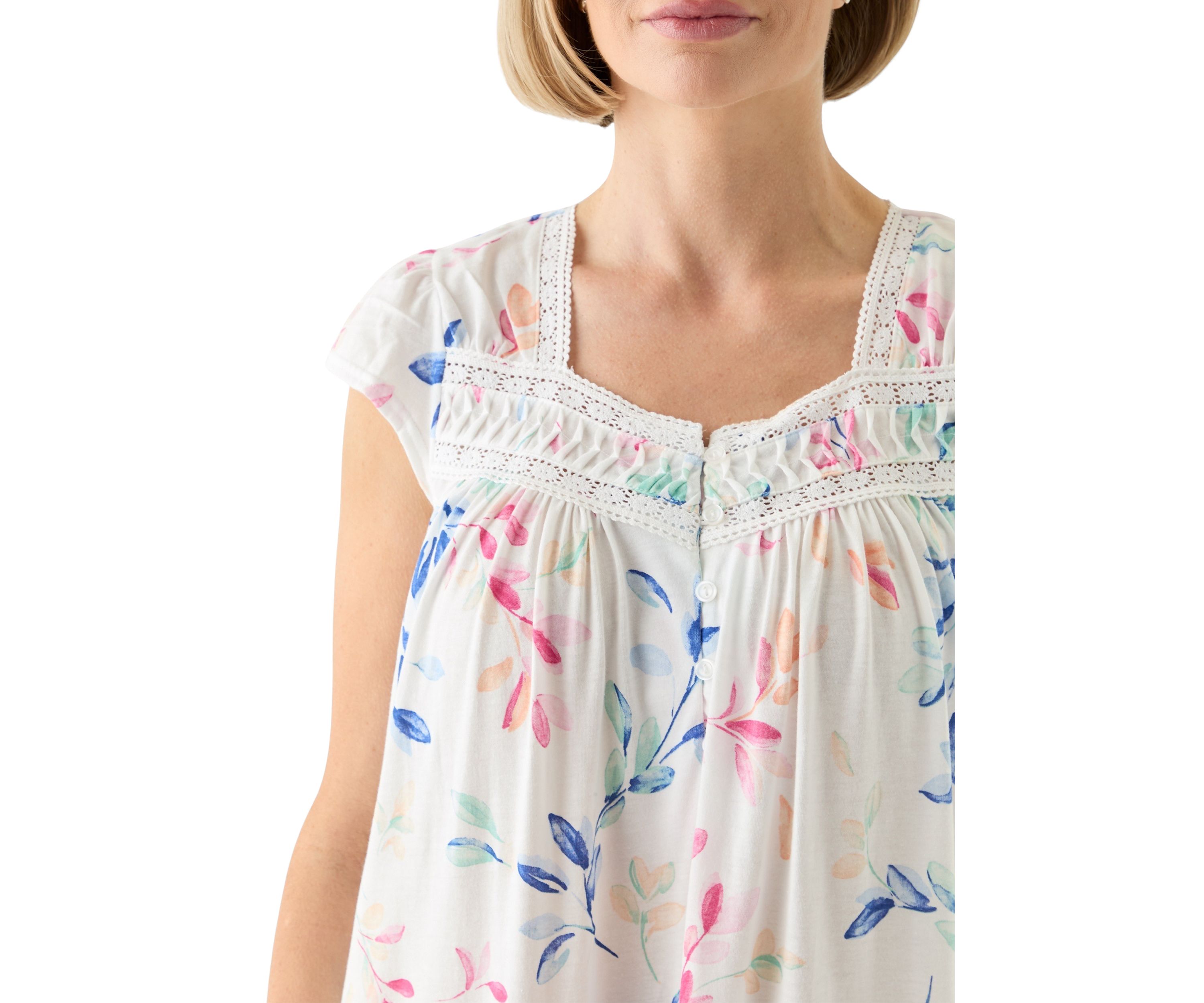 Printed Cap Sleeve Long Nightgown