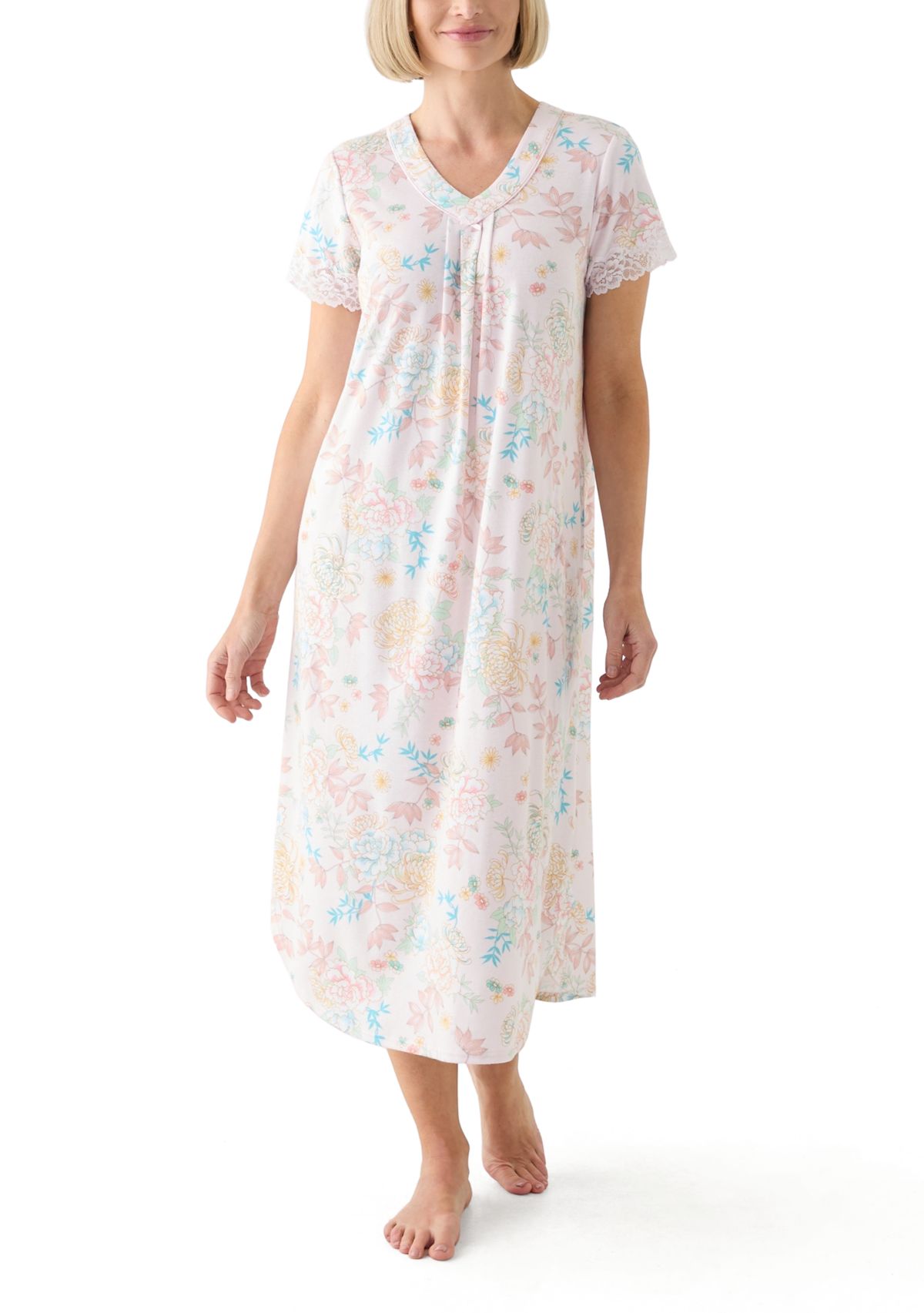 Womens Cottonessa Short Sleeve Long Gown