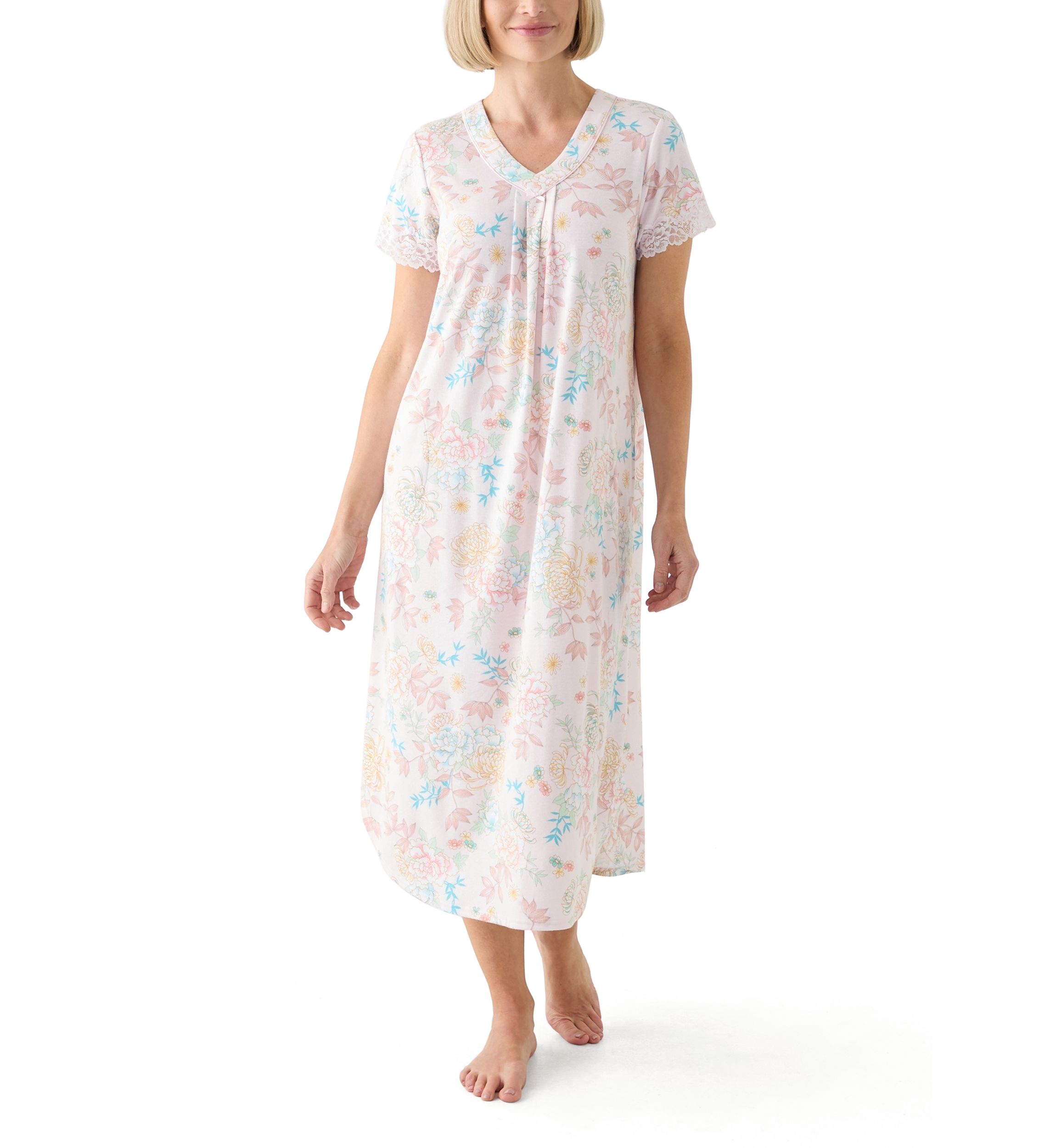 Womens Cottonessa Short Sleeve Long Gown