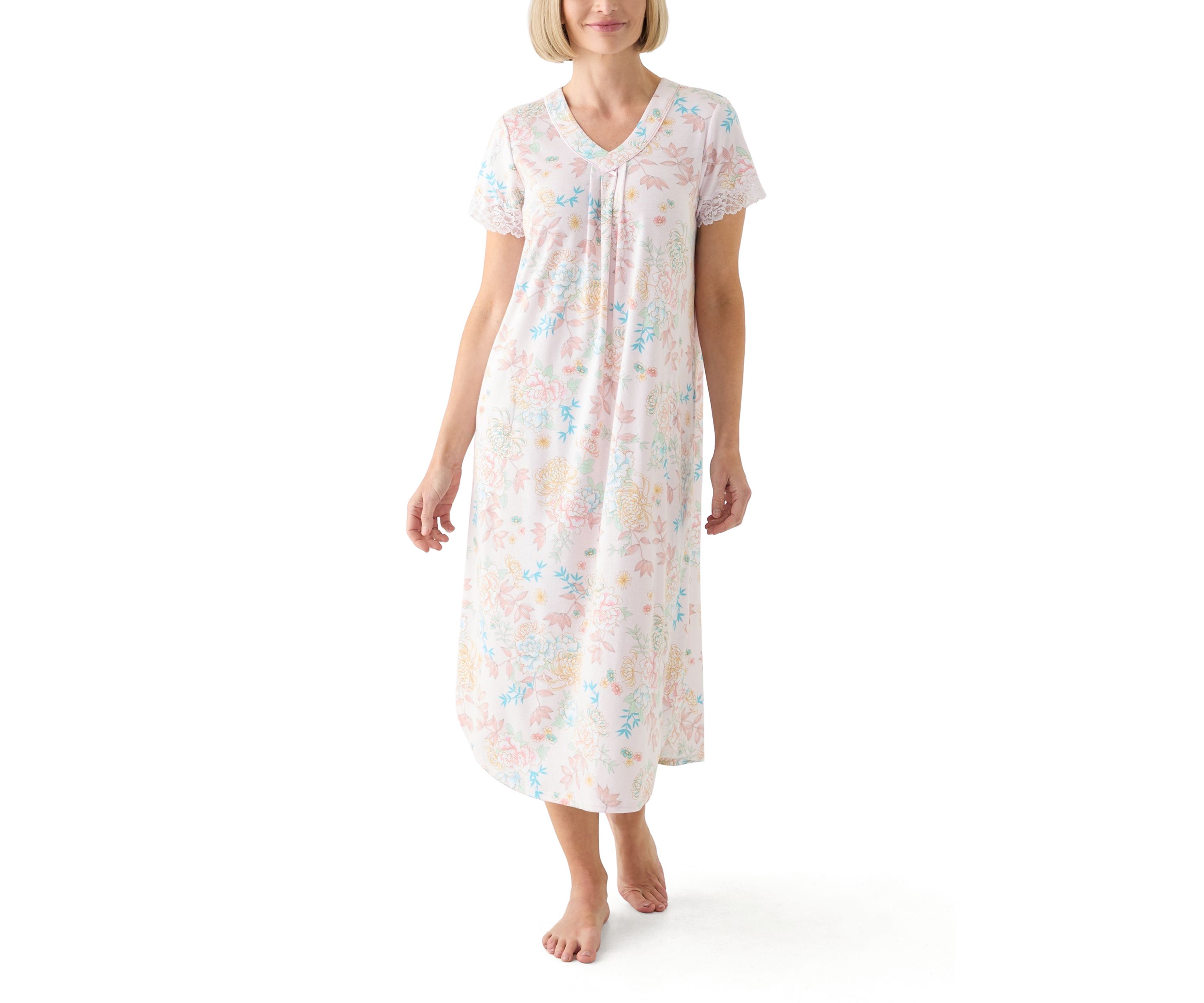 Womens Cottonessa Short Sleeve Long Gown