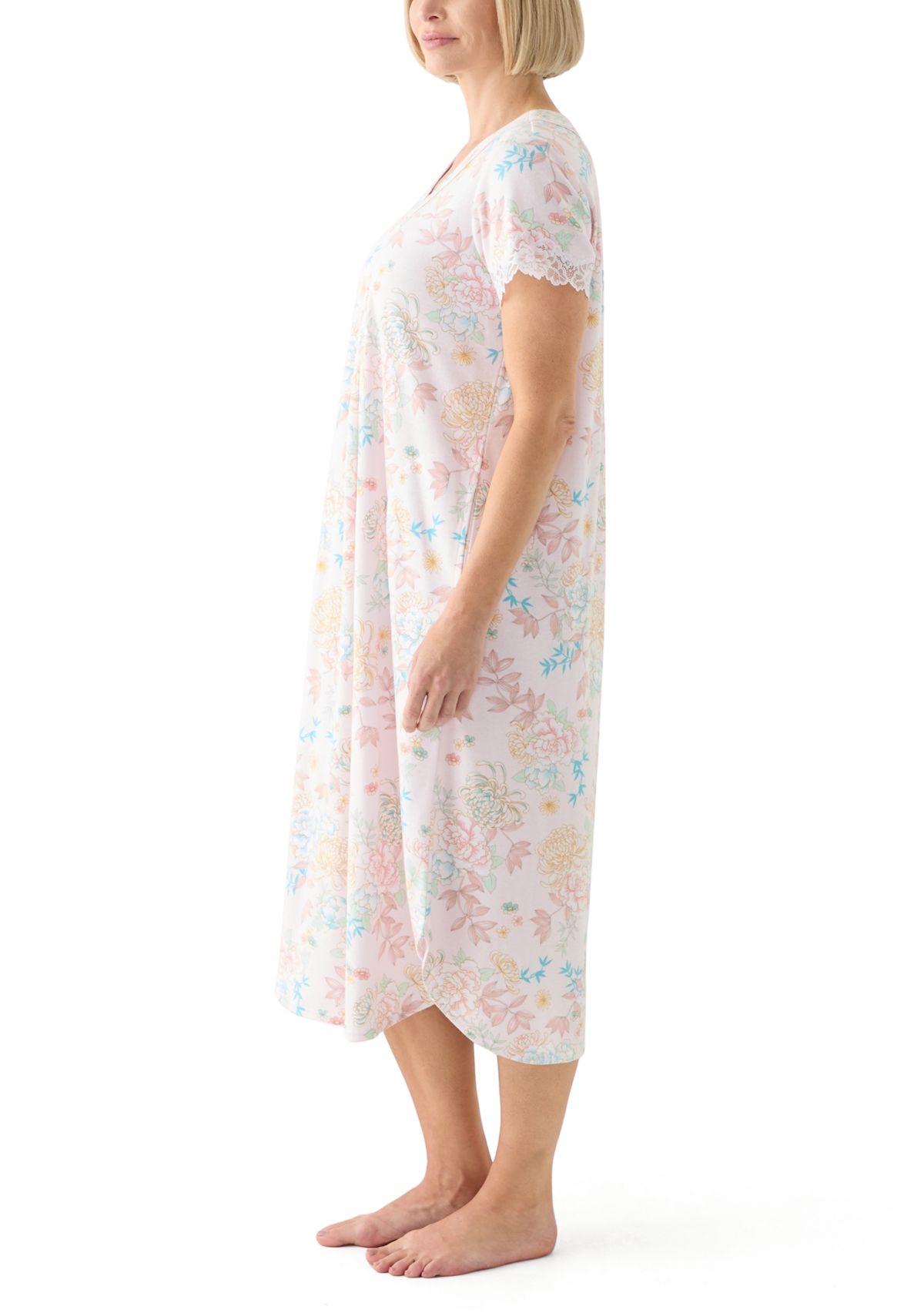 Womens Cottonessa Short Sleeve Long Gown