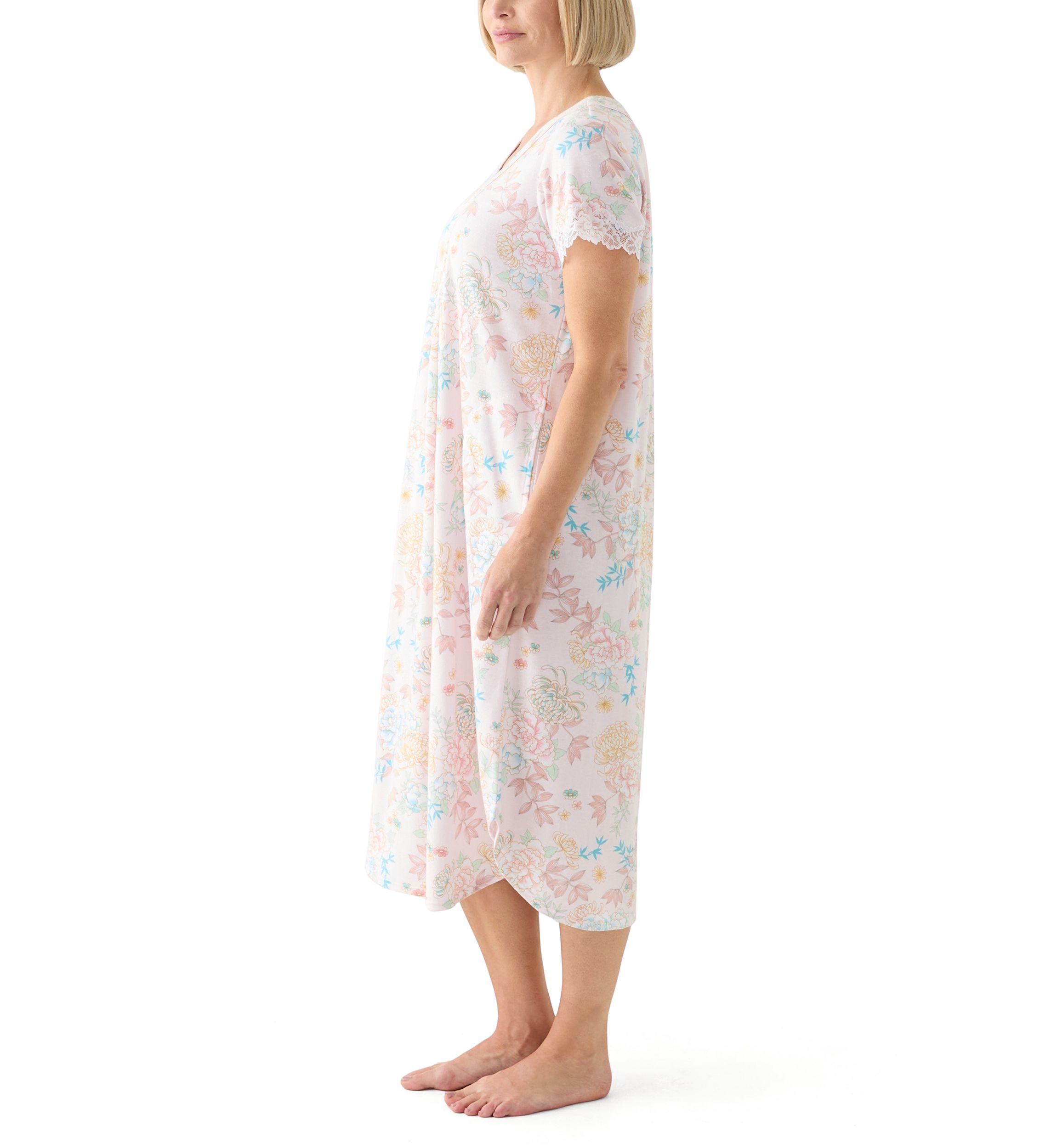 Womens Cottonessa Short Sleeve Long Gown