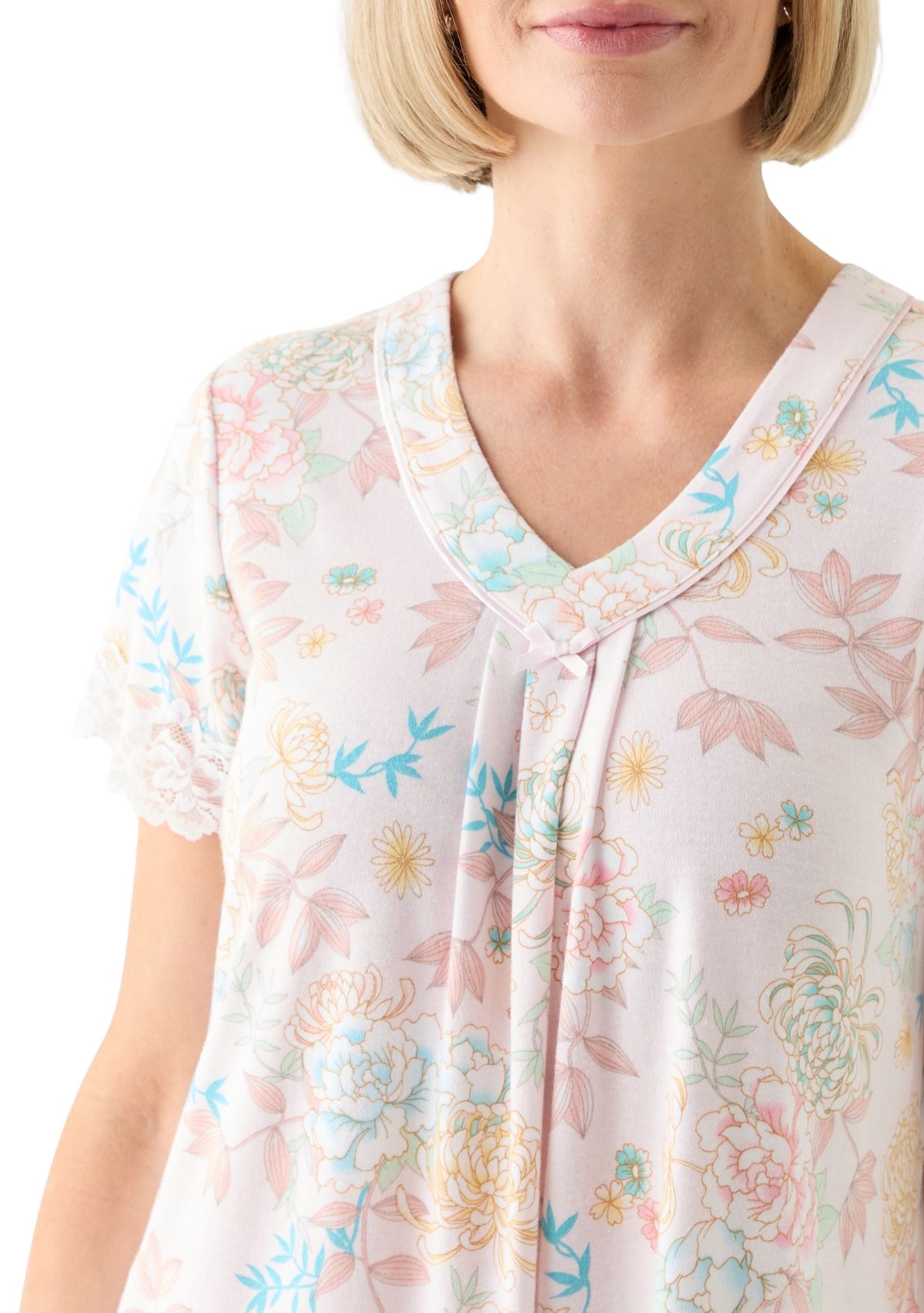 Womens Cottonessa Short Sleeve Long Gown