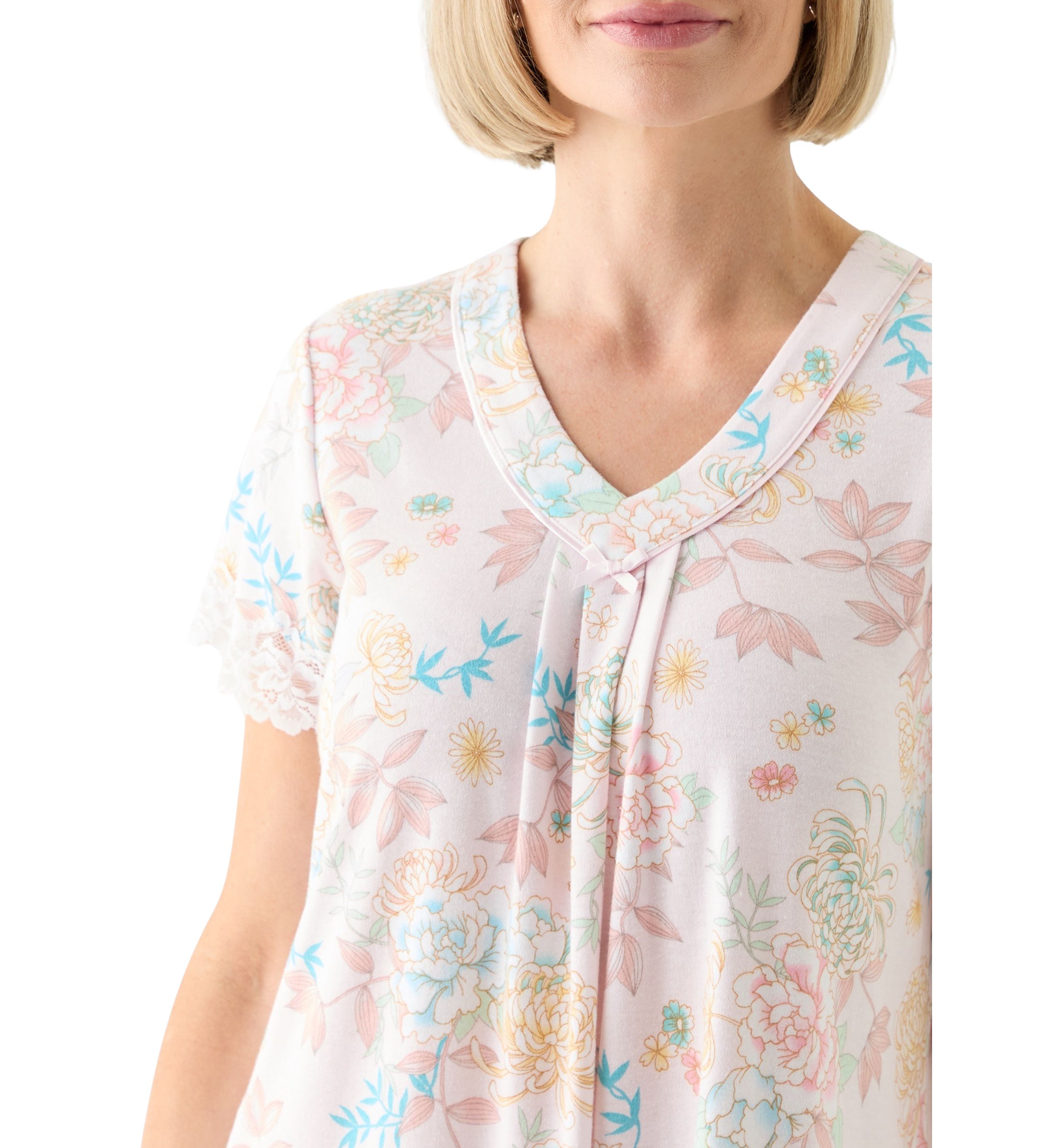 Womens Cottonessa Short Sleeve Long Gown