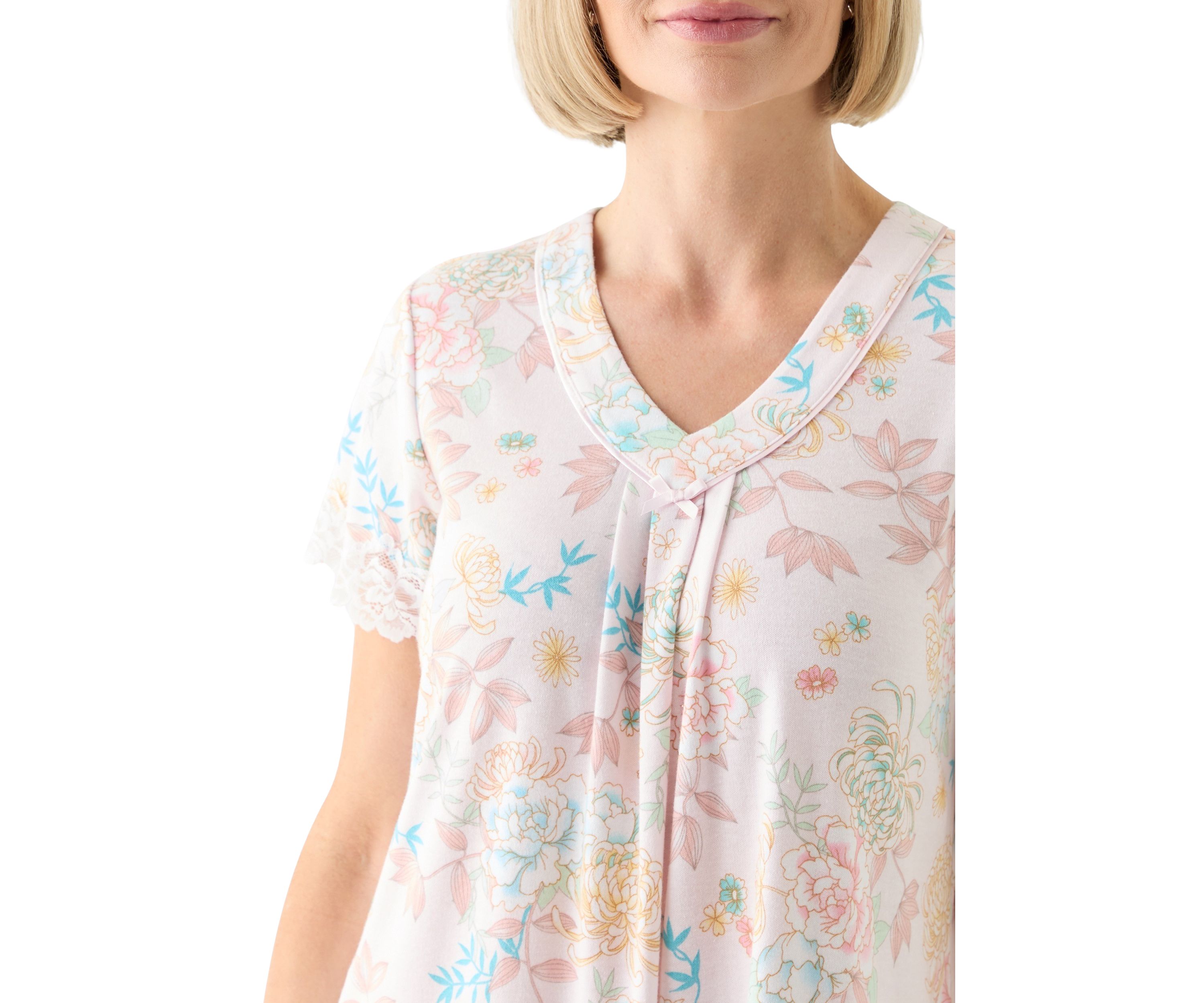 Womens Cottonessa Short Sleeve Long Gown