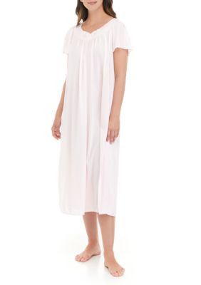 Miss Elaine Women's Tricot Long Gown, Pink, Small