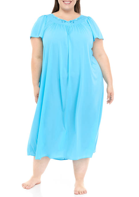 Miss Elaine Plus Size Long Tricot Nylon Gown