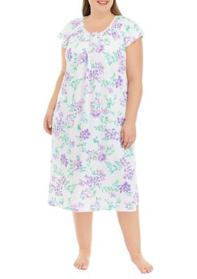 Plus Cottonessa Long Floral Printed Nightgown