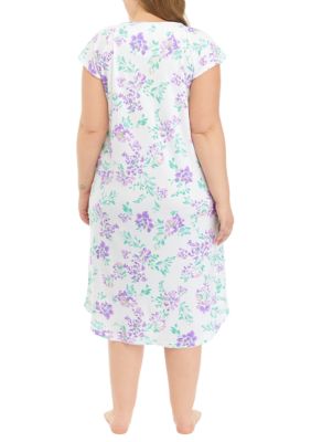 Plus Cottonessa Long Floral Printed Nightgown