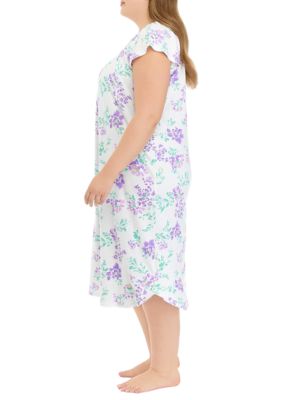 Plus Cottonessa Long Floral Printed Nightgown