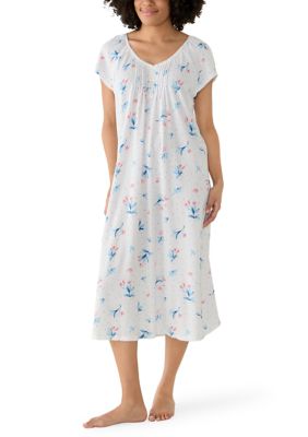 Miss Elaine Women's Silky Knit Short Raglan Sleeve Gown