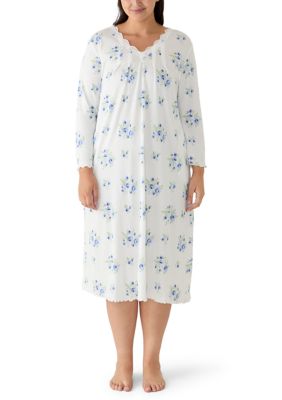 Miss Elaine Women's Plus Size Cottonessa Bouquet On Long Nightgown