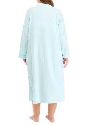Miss Elaine Plus Size Honeycomb Long Zip Robe belk