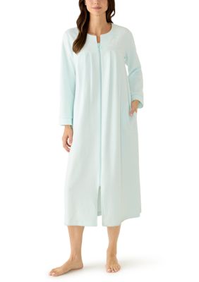 Miss Elaine Women's Long Brushed Waffle Knit Zip Robe
