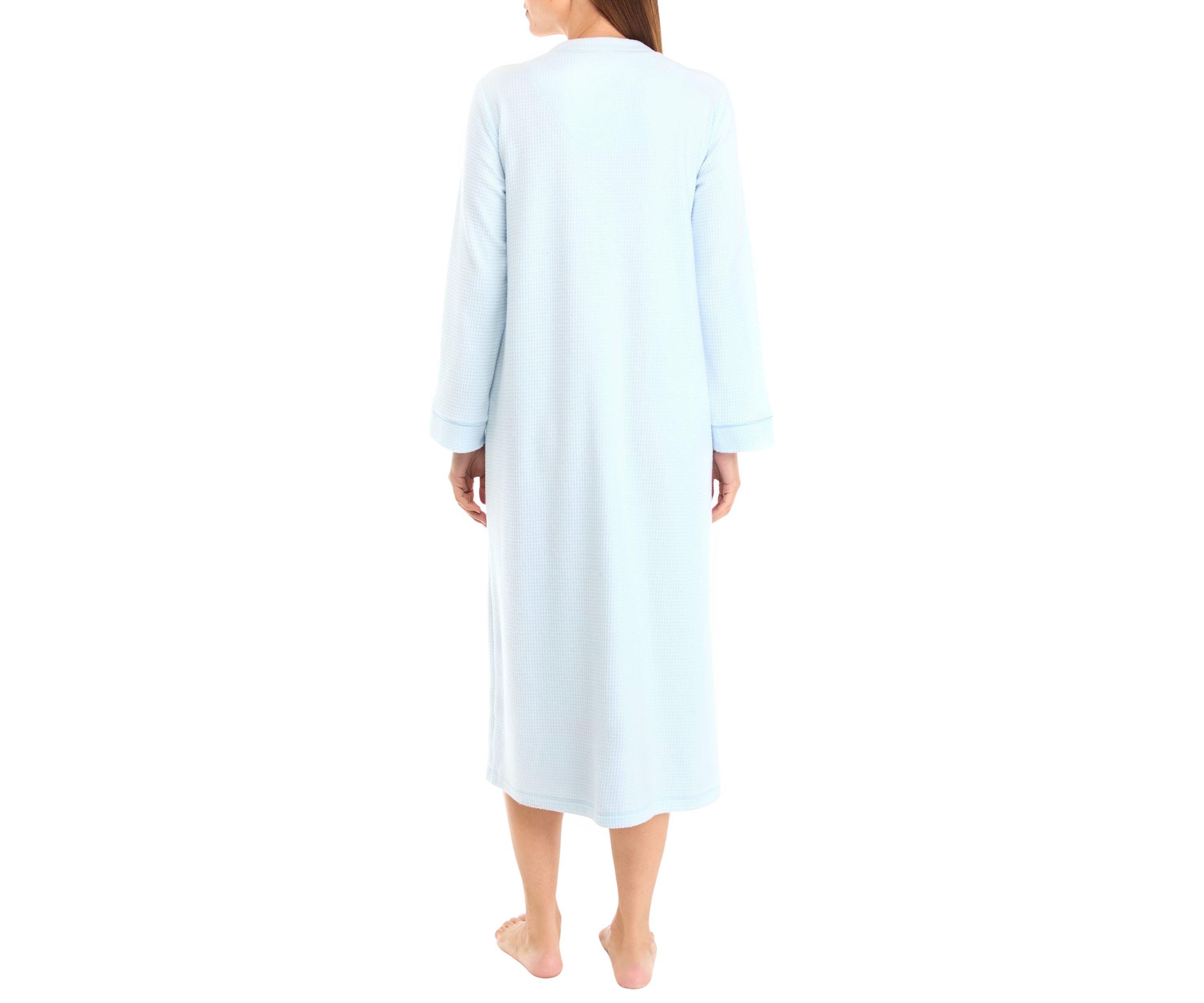 Brushed Waffle Long Zip Robe