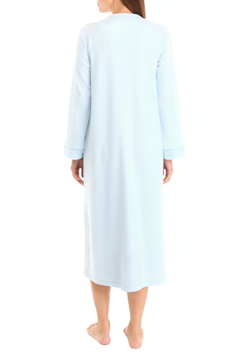 Brushed Waffle Long Zip Robe
