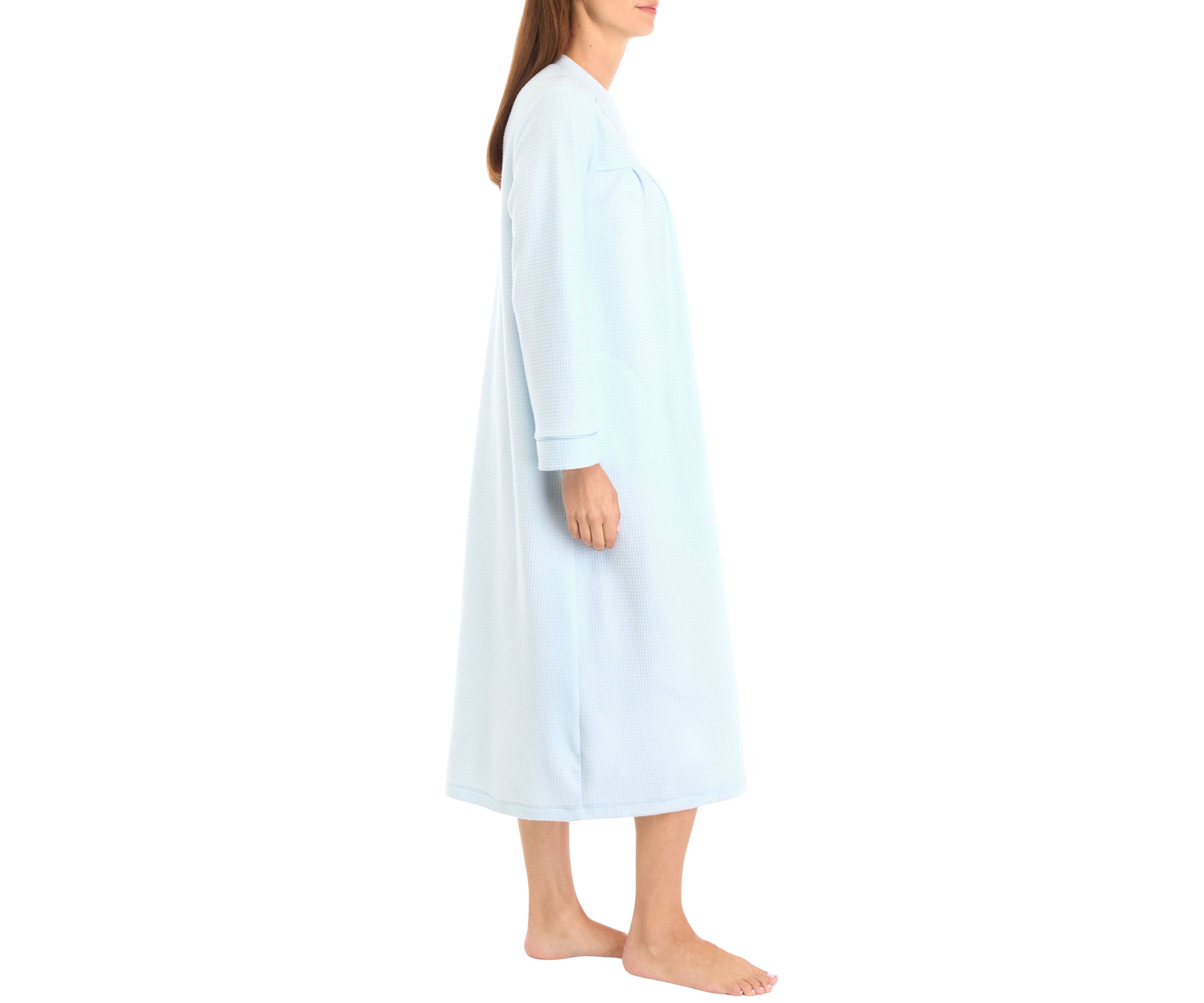 Brushed Waffle Long Zip Robe