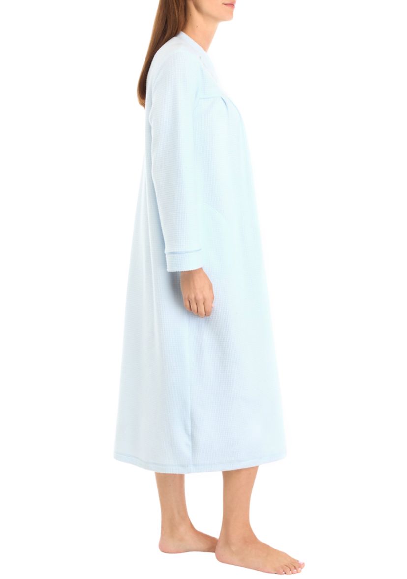 Brushed Waffle Long Zip Robe