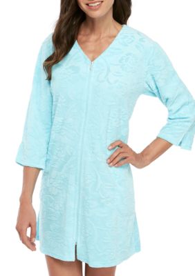 Miss Elaine Plus Size Nylon Embroidered Button Front Robe | belk