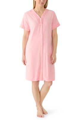 Miss Elaine Women's Terry Snap Closure Sleep Dress