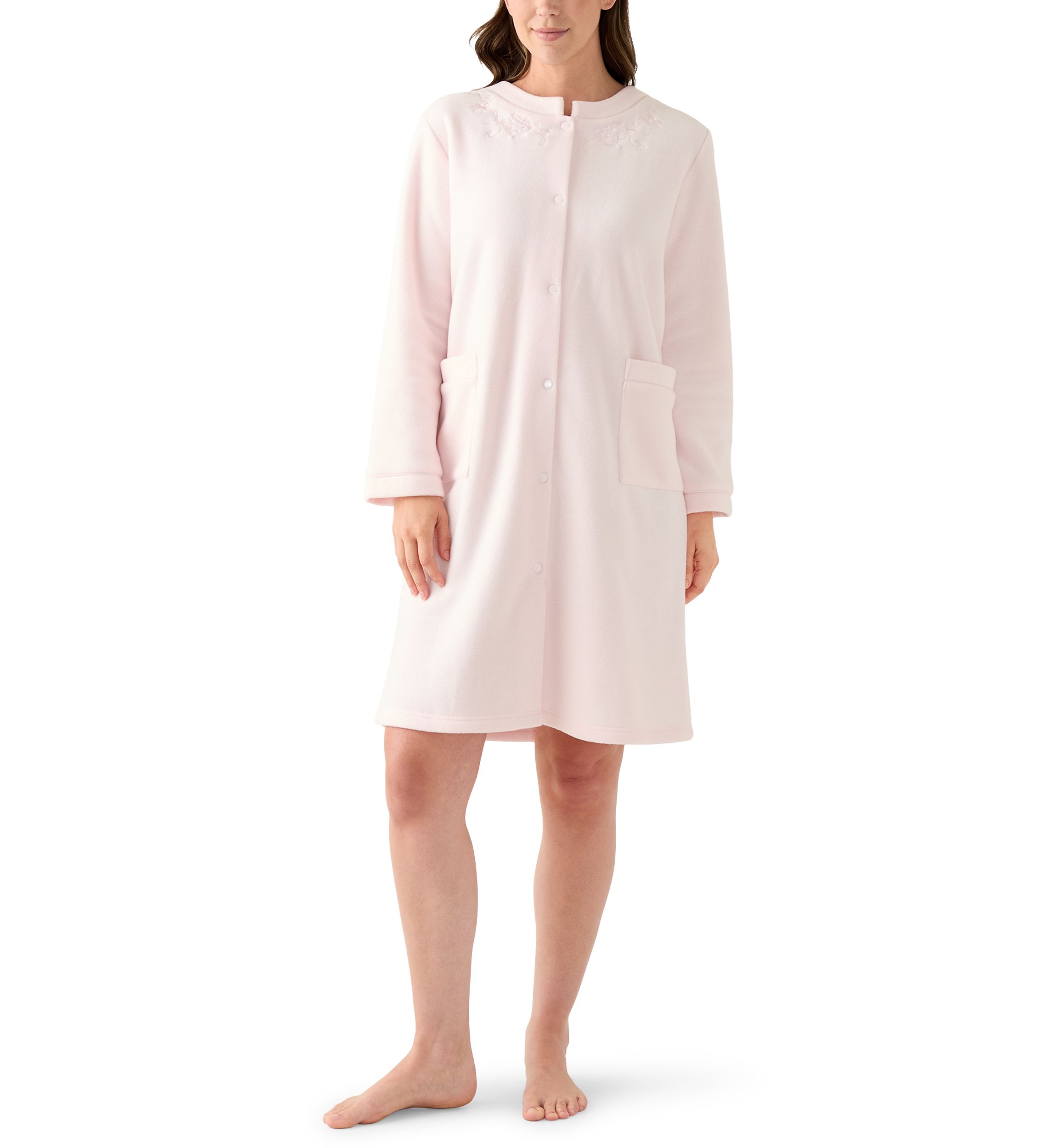 Miss Elaine Women's Micro Fleece Short Snap Robe | Belk