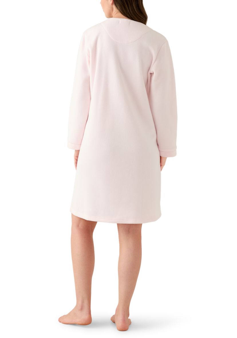 Womens Micro Fleece Short Snap Robe