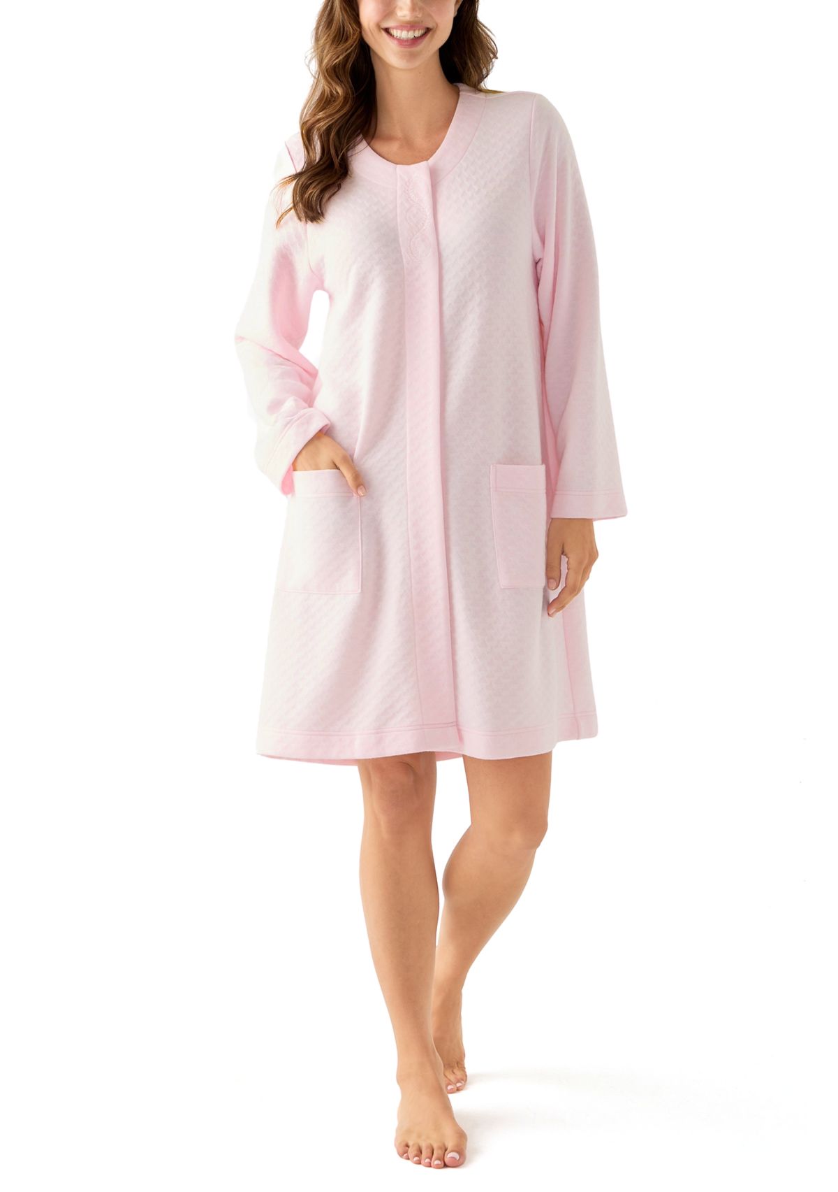 Short Quilted Knit Zip Robe