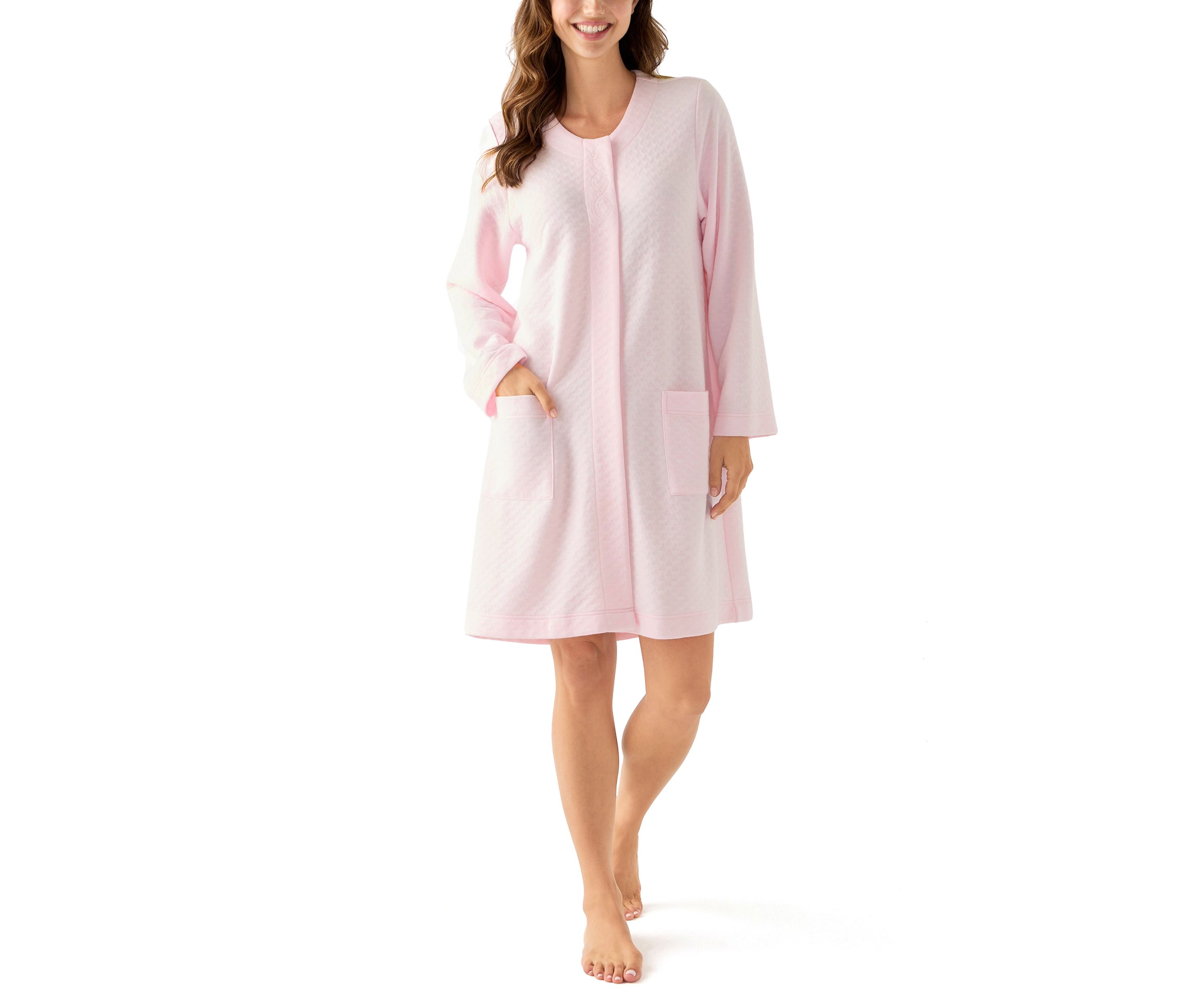 Short Quilted Knit Zip Robe