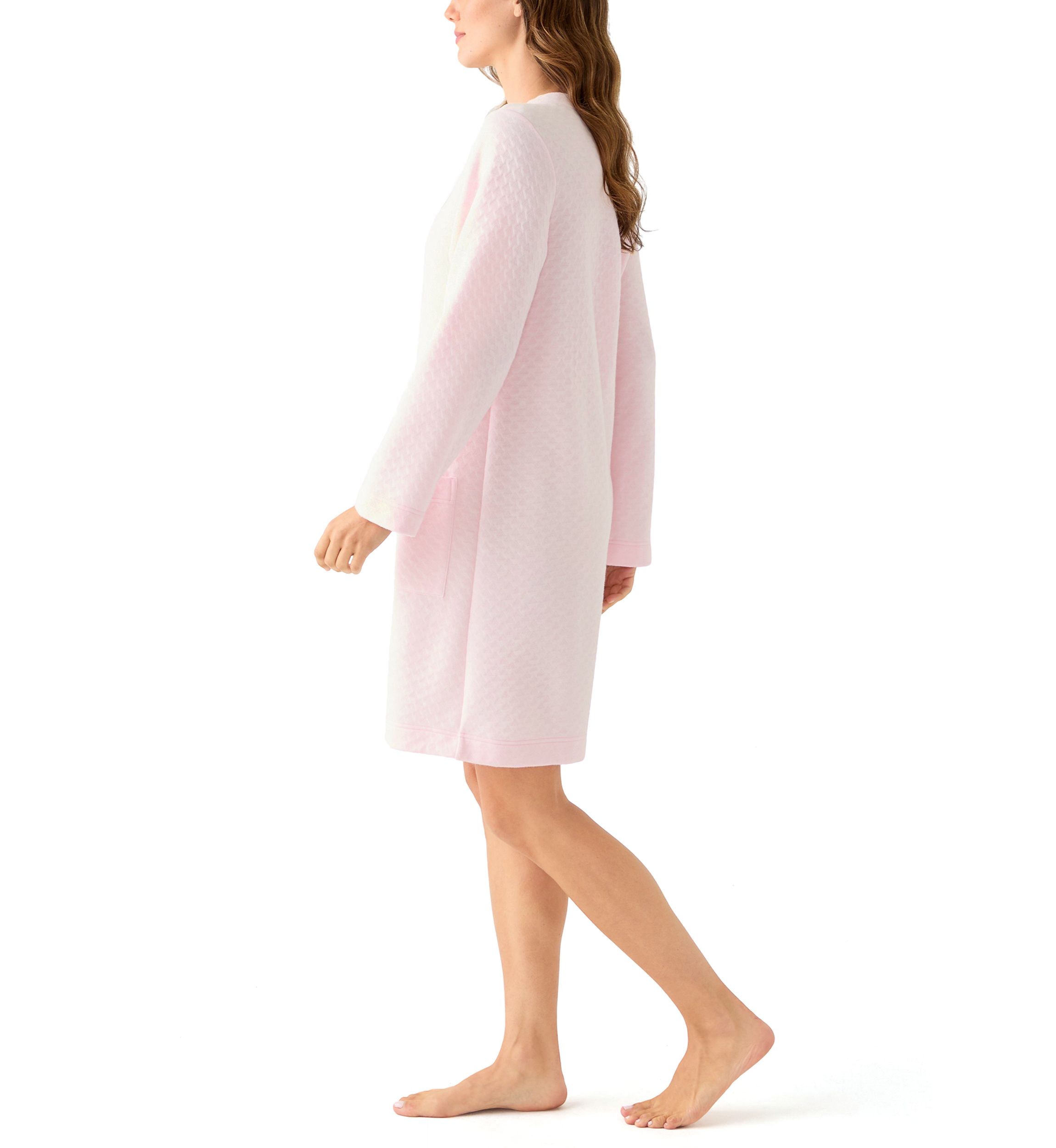 Short Quilted Knit Zip Robe