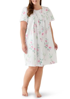 Miss Elaine Women's Plus Size Short Snap Robe, Pink, 3X