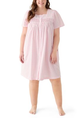 Miss Elaine Women's Plus Size Short Snap Seersucker Robe, 3X