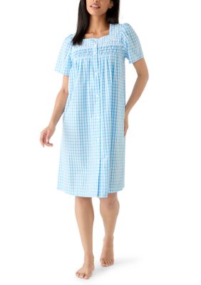 Miss Elaine Women's Short Snap Seersucker Robe, XL