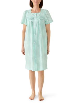 Miss Elaine Women's Short Snap Seersucker Robe, XL