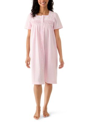 Miss Elaine Women's Short Snap Seersucker Robe, XL