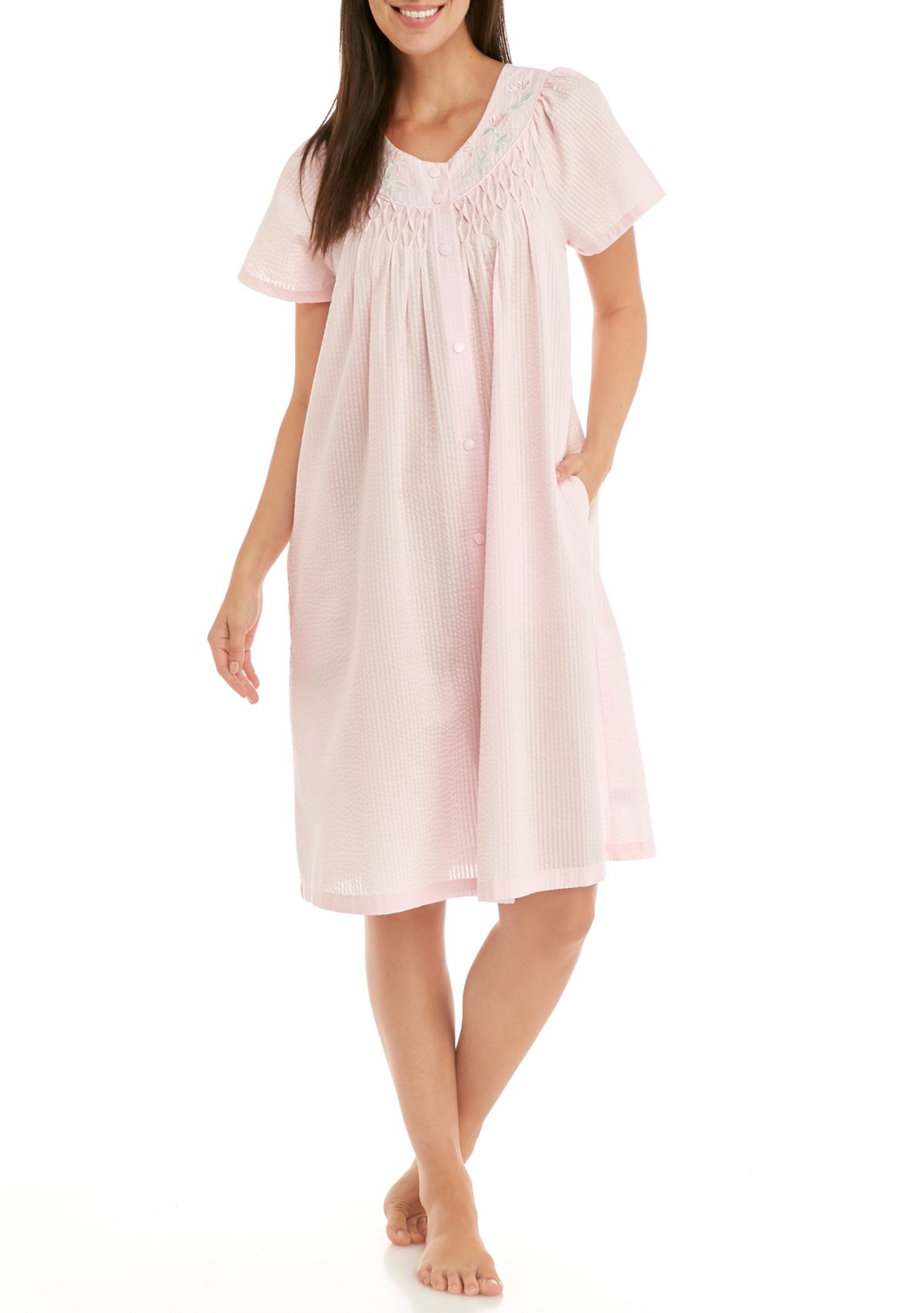 Miss Elaine Seersucker Short Snap Robe | Belk