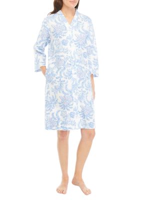 Plus Quilted Knit Printed Robe