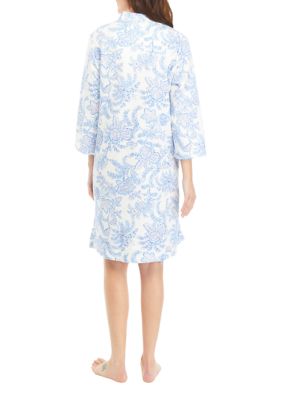 Plus Quilted Knit Printed Robe