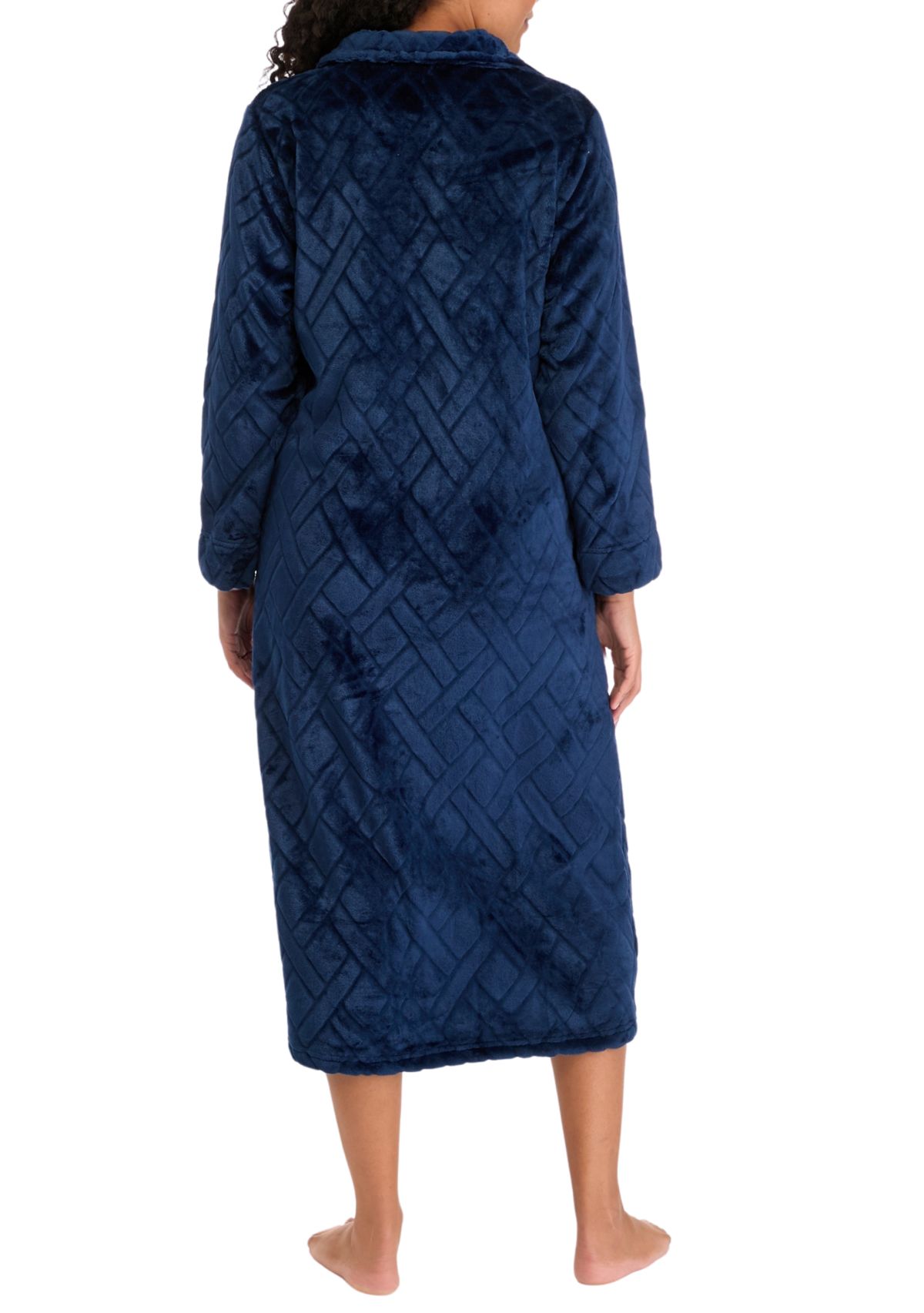 Womens French Fleece Long Zip Robe