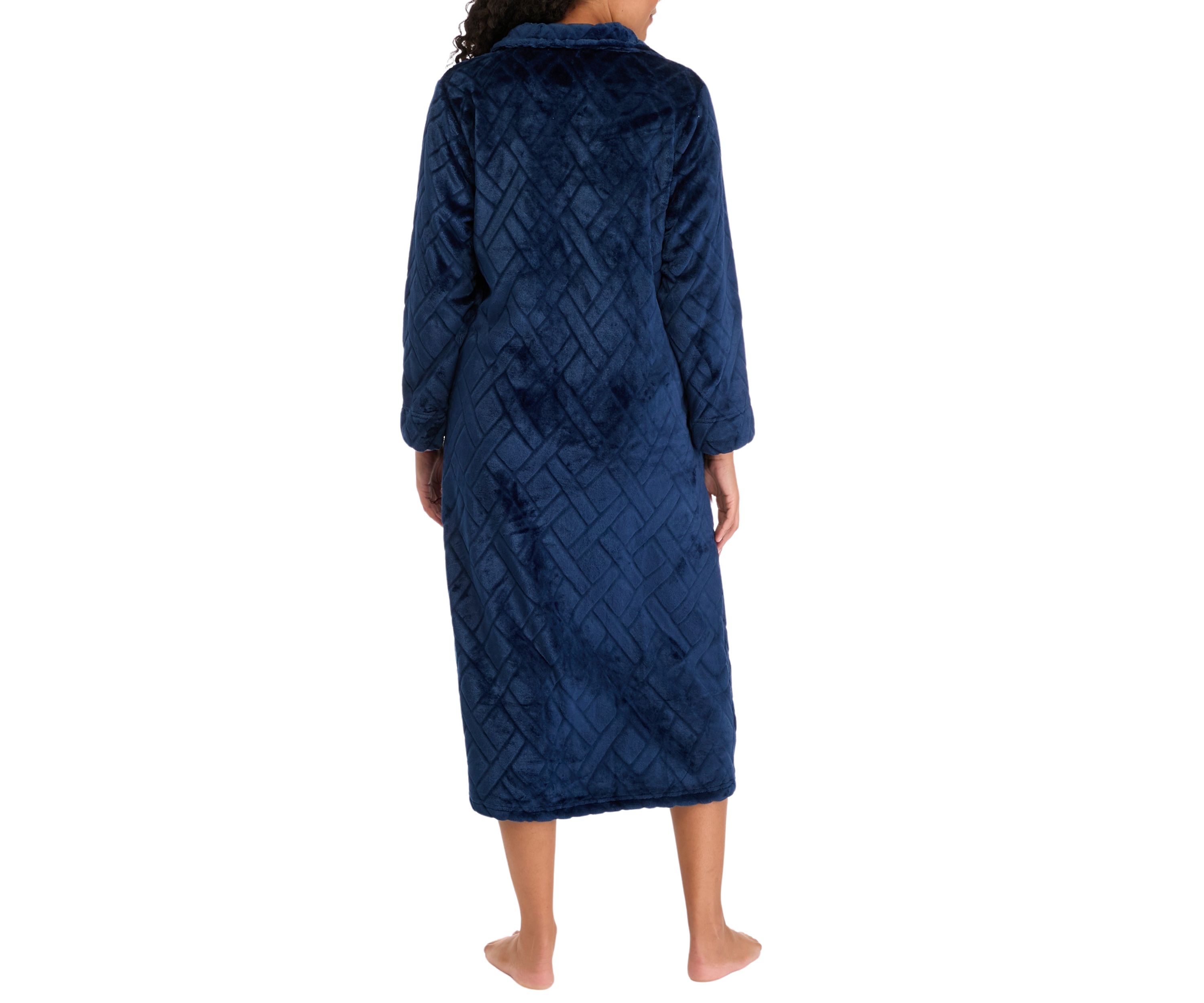 Womens French Fleece Long Zip Robe