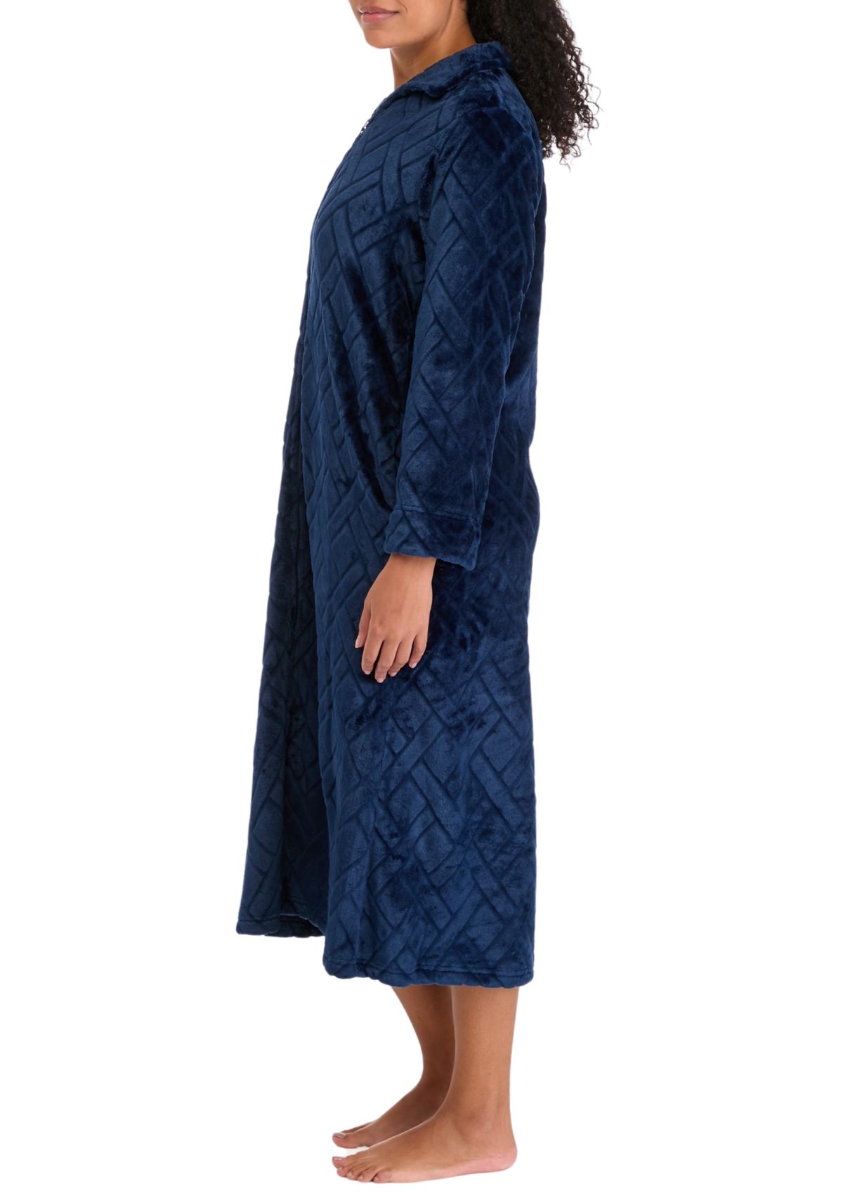 Womens French Fleece Long Zip Robe