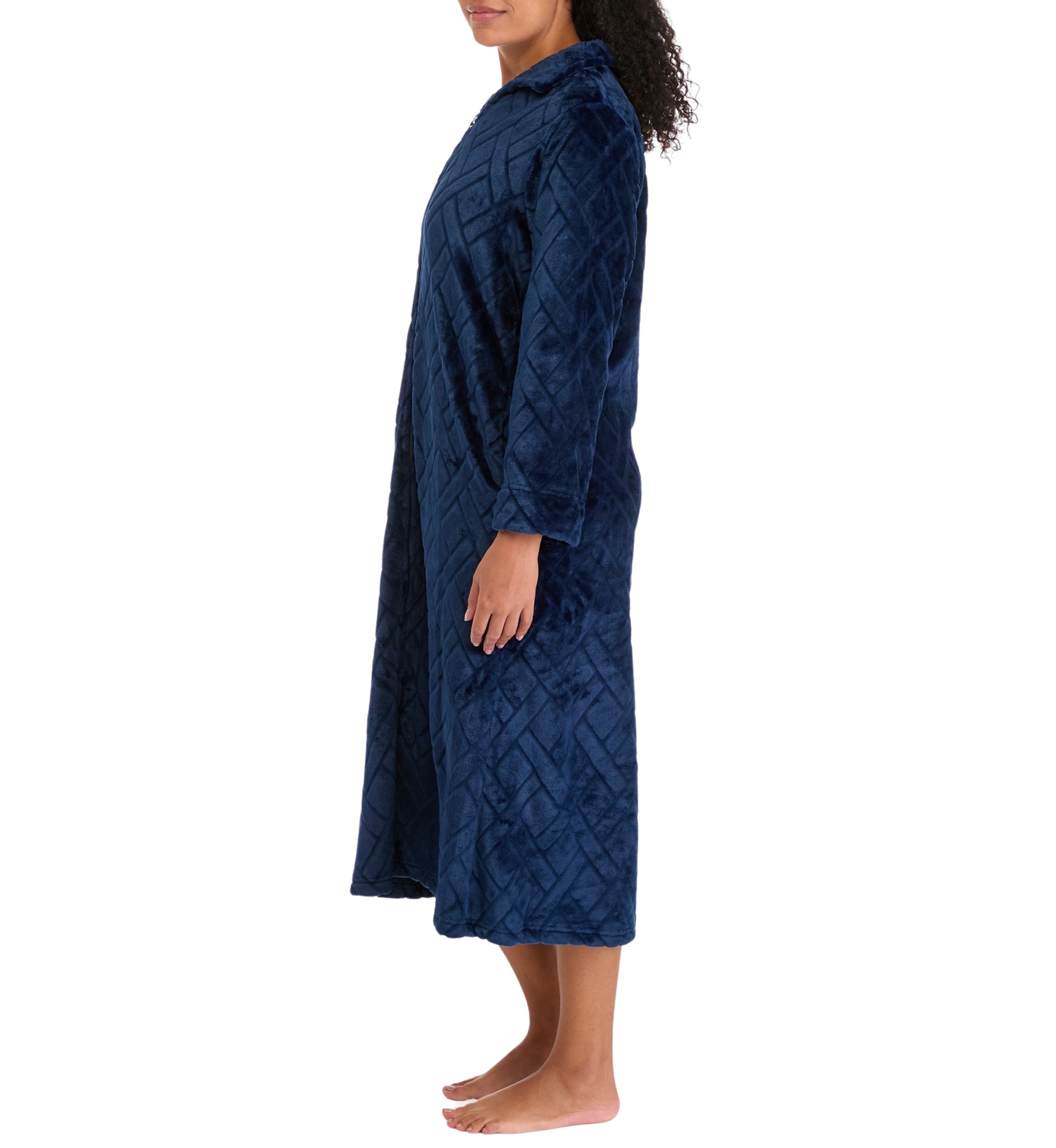 Womens French Fleece Long Zip Robe