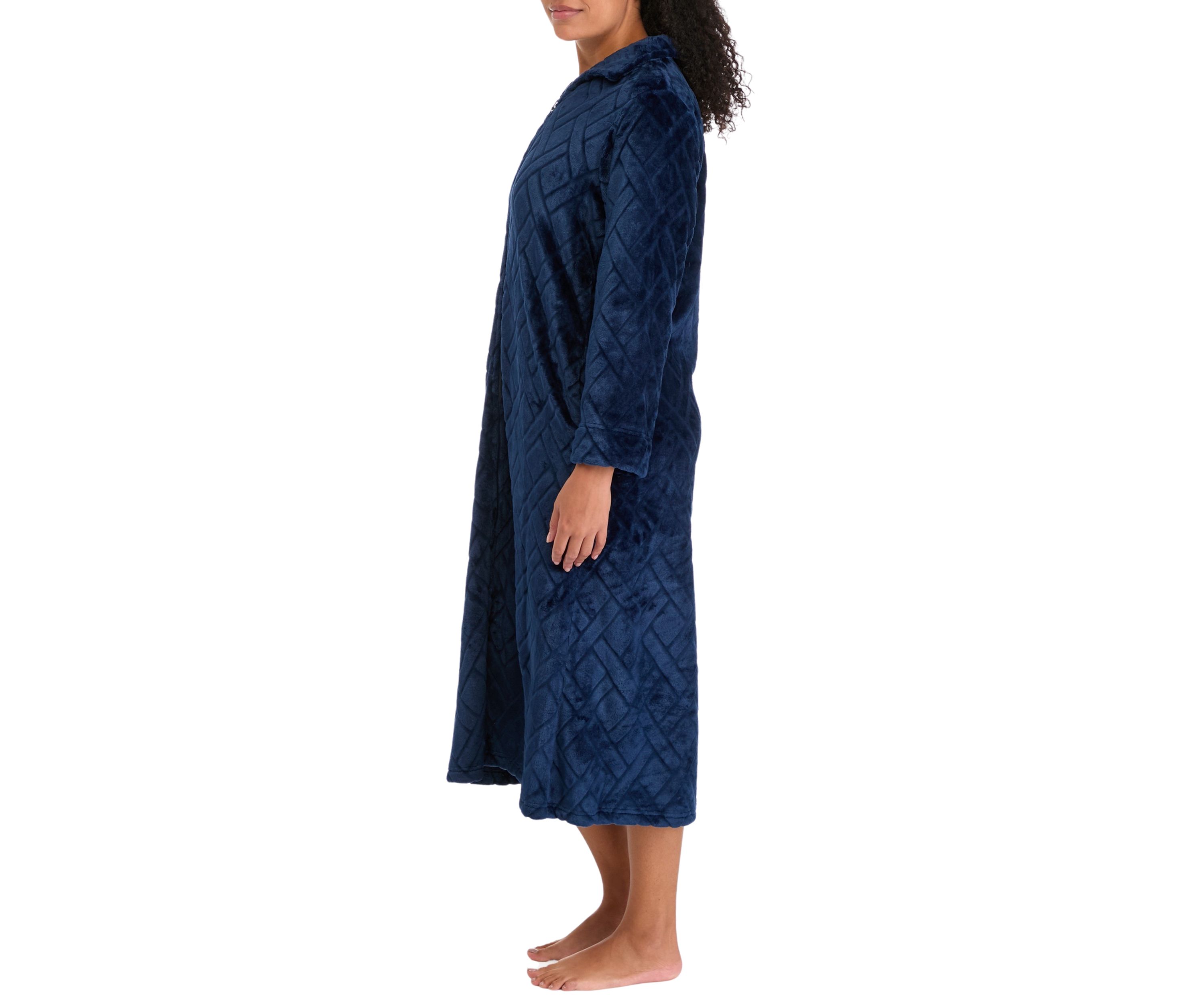 Womens French Fleece Long Zip Robe