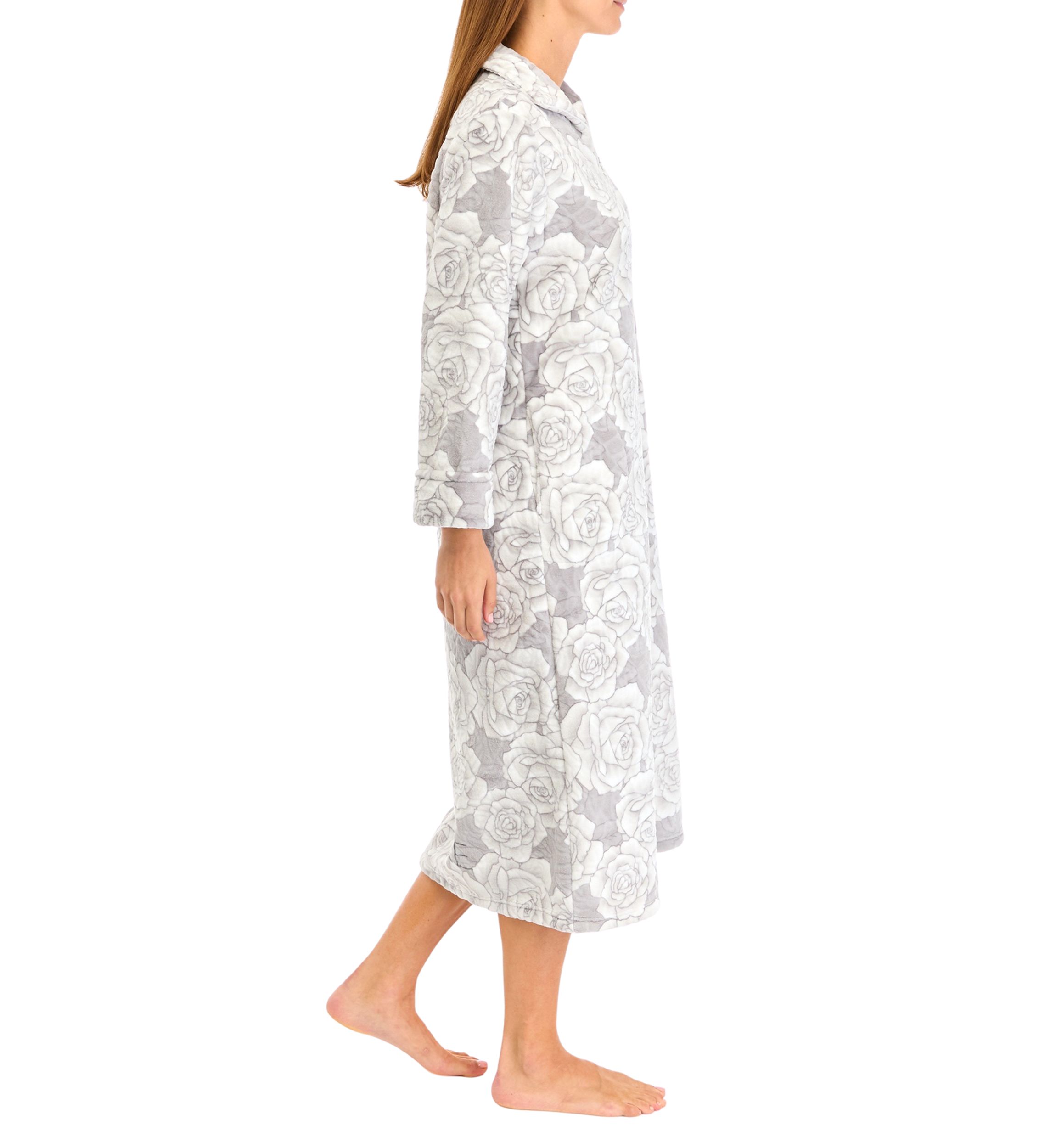Plus Size Embossed Fleece Long Zip Robe